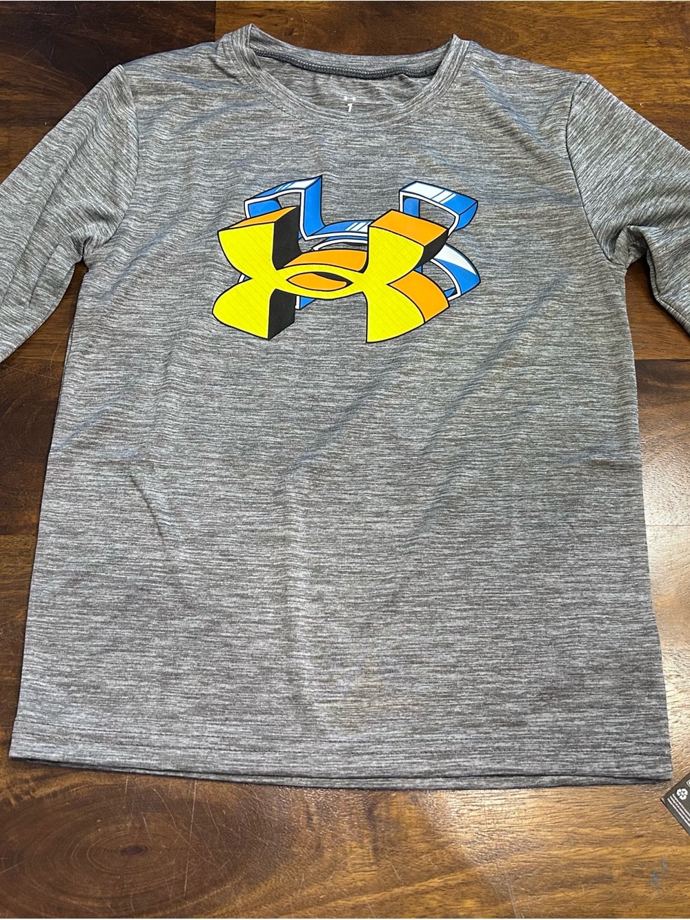 New with Tags - Under Armour Boys Gray Heather Performance Tee with Yellow Logo